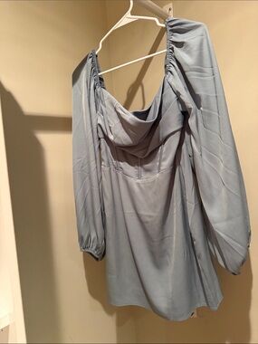Princess Polly Light Blue Draped Long-Sleeve Mini Dress